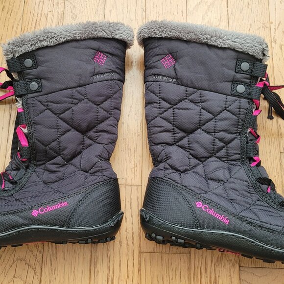 Columbia Winter Snow Boots Waterproof Minx Size 4 Black Mid - Picture 1 of 6